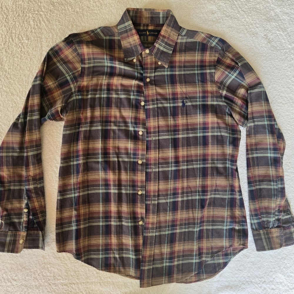 Ralph Lauren Multicolor Plaid 100% Cotton Button-Down Shirt Mens M